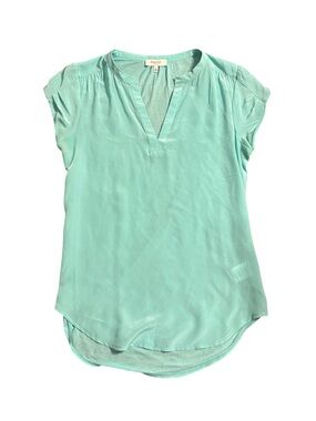 Babaton Mint Split-Neck Cap Sleeve Top 100% silk